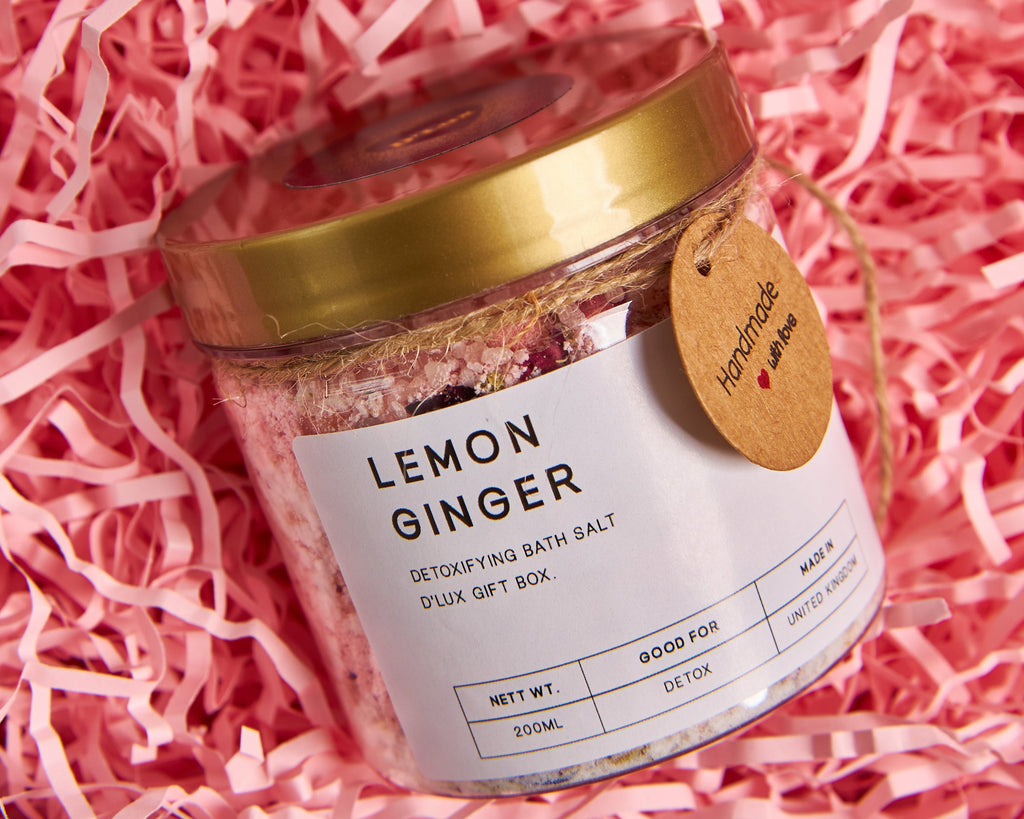 Lemon Ginger Detoxifying Bath Salt - Scented bath salts with luxury fragrances. Leaves skin feeling superbly soft and smooth