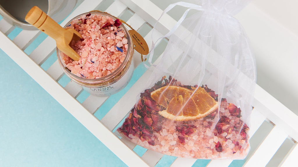 Scented bath salts with luxury fragrances. Leaves skin feeling superbly soft and smooth
